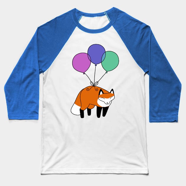 Balloon Fox Baseball T-Shirt by saradaboru